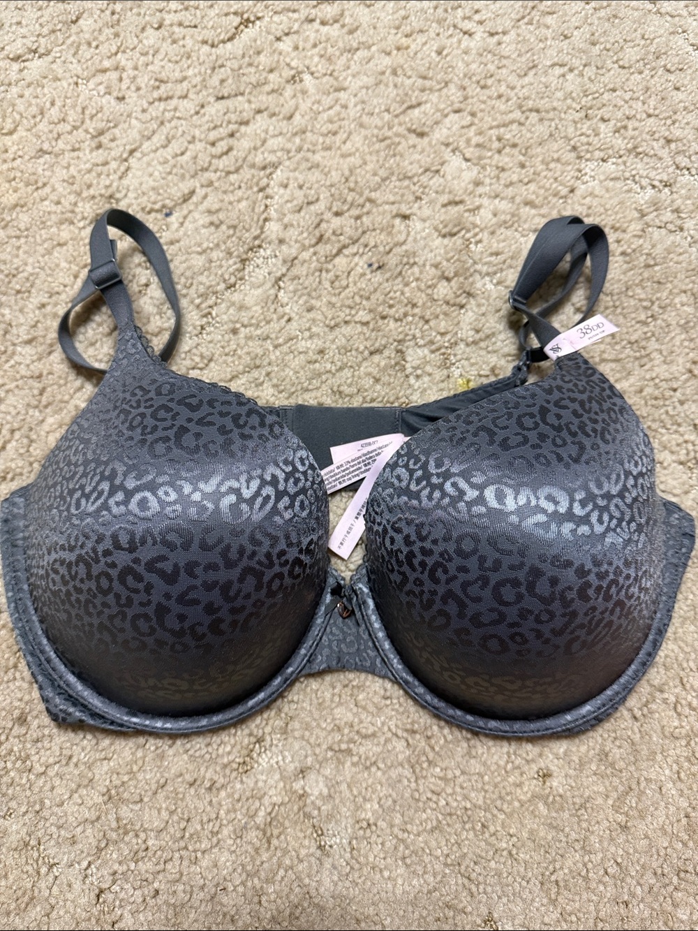 Victoria's Secret Charcoal Gray Leopard Push-Up Bra